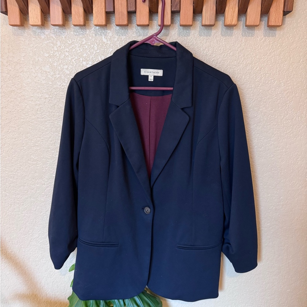 41 Hawthorn Dark Blue Blazer with Burgundy Lining